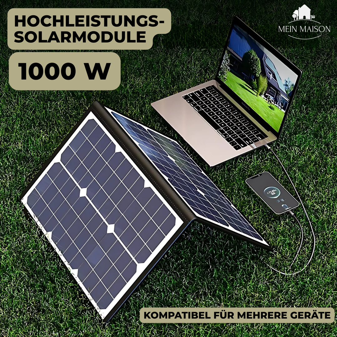 Kalsten | SolaraX 1000W Foldable Solar Panel Kit | Complete Set with MPPT & USB/Type-C | For Camping, Car, Boat & Caravan