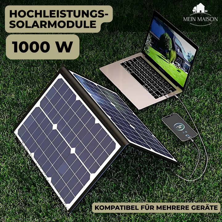 Kalsten | SolaraX 1000W Foldable Solar Panel Kit | Complete Set with MPPT & USB/Type-C | For Camping, Car, Boat & Caravan