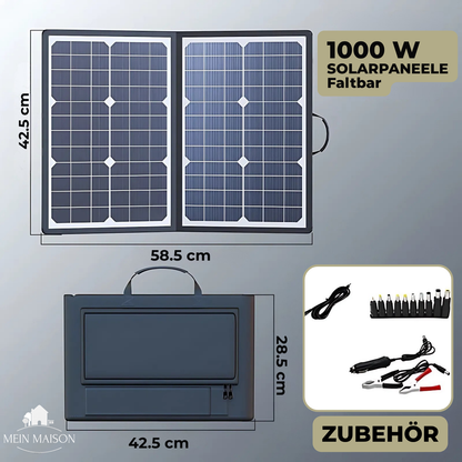 Skanto | SolaraX 1000W Foldable Solar Panel Kit | Complete Set with MPPT & USB/Type-C | For Camping, Car, Boat & Caravan