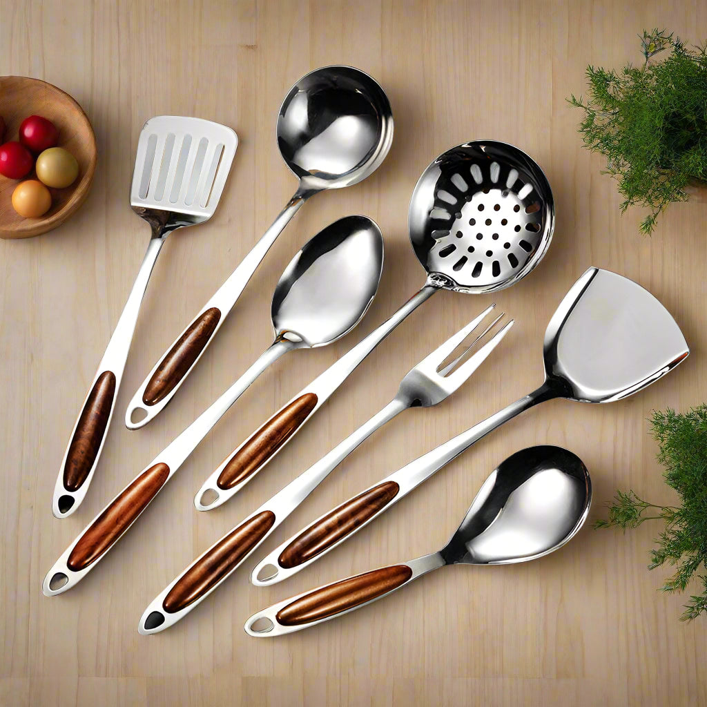 Skanto | Stainless Steel Kitchen Utensil Set | 10-Piece Cooking Tools for Home Cooks & Baking