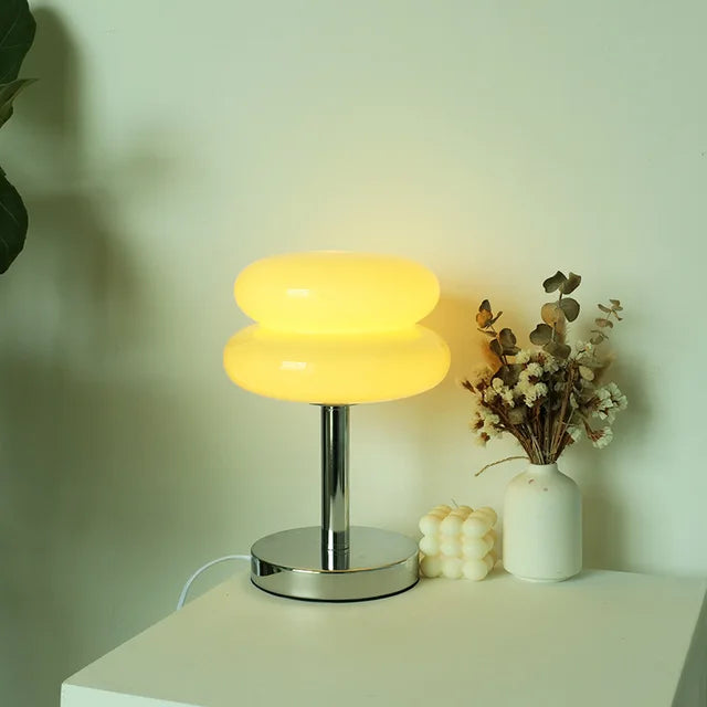 Tischlampe aus Glas mit buntem Muster für Schlafzimmer und Nachttisch - Kinderfreundliches Nachtlicht