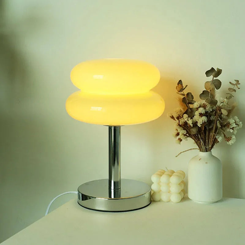 Tischlampe aus Glas mit buntem Muster für Schlafzimmer und Nachttisch - Kinderfreundliches Nachtlicht