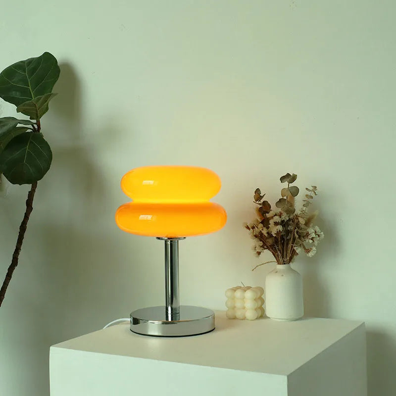 Tischlampe aus Glas mit buntem Muster für Schlafzimmer und Nachttisch - Kinderfreundliches Nachtlicht