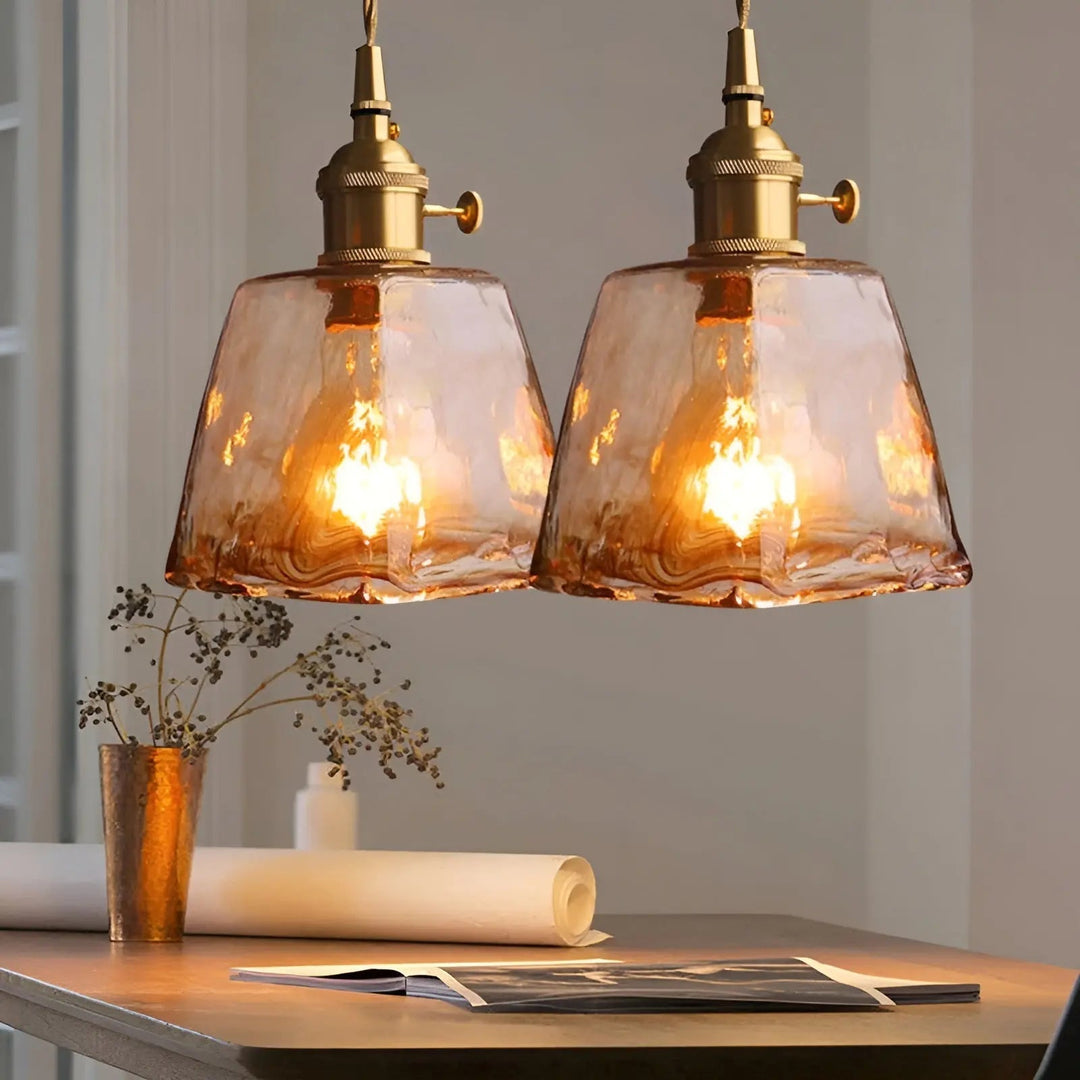 Luxurious Crystal Ceiling Lamp - Amber GlassElegance Kalsten