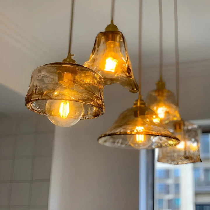 Luxurious Crystal Ceiling Lamp - Amber GlassElegance Kalsten