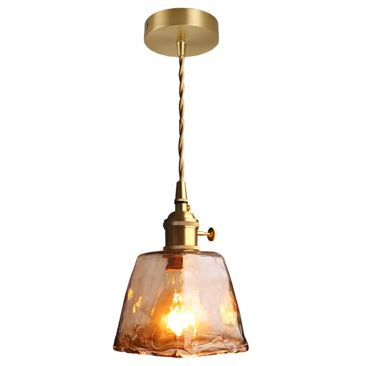 Luxurious Crystal Ceiling Lamp - Amber GlassElegance Kalsten