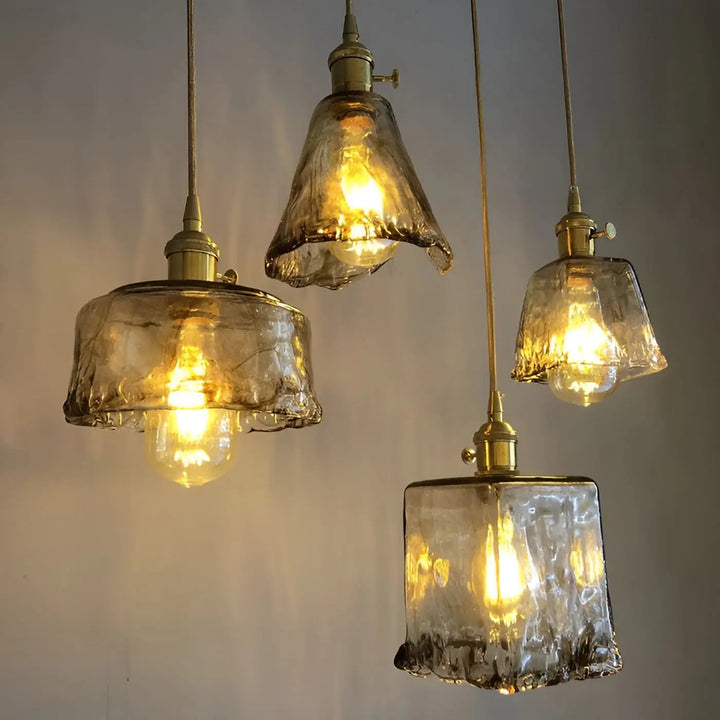 Luxurious Crystal Ceiling Lamp - Amber GlassElegance Kalsten