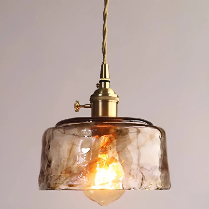 Luxurious Crystal Ceiling Lamp - Amber GlassElegance Kalsten