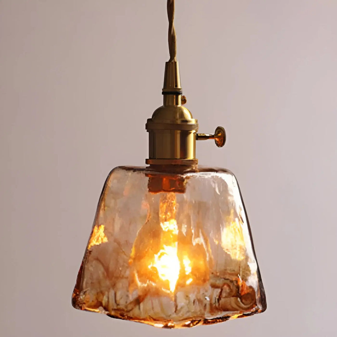Luxurious Crystal Ceiling Lamp - Amber GlassElegance Kalsten