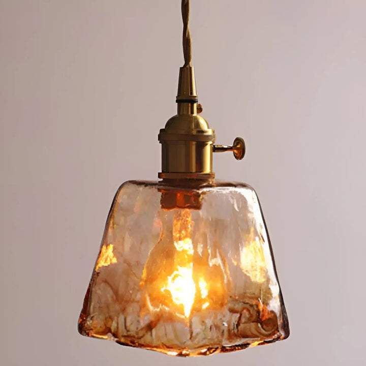 Luxurious Crystal Ceiling Lamp - Amber GlassElegance Kalsten