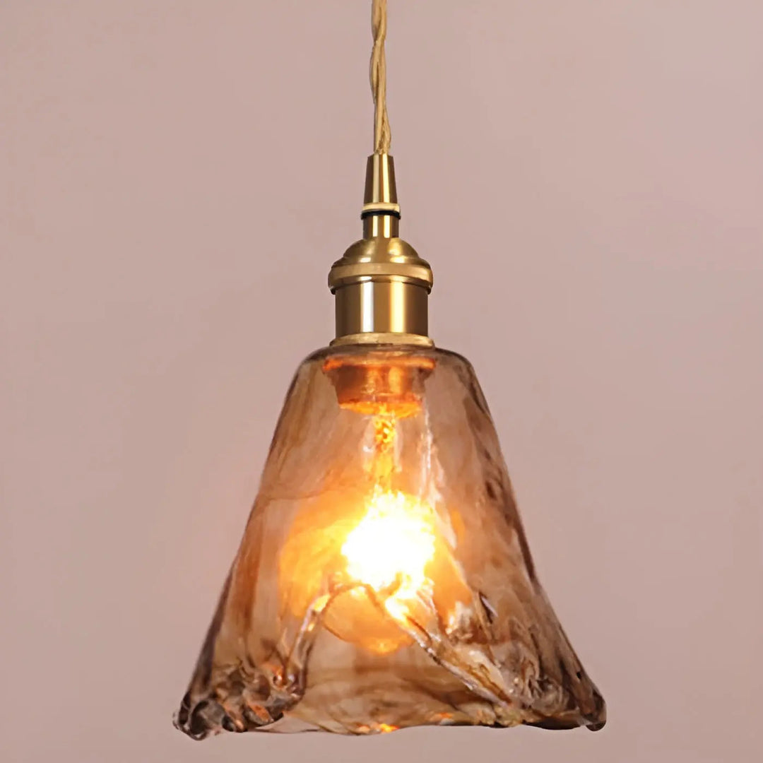 Luxurious Crystal Ceiling Lamp - Amber GlassElegance Kalsten