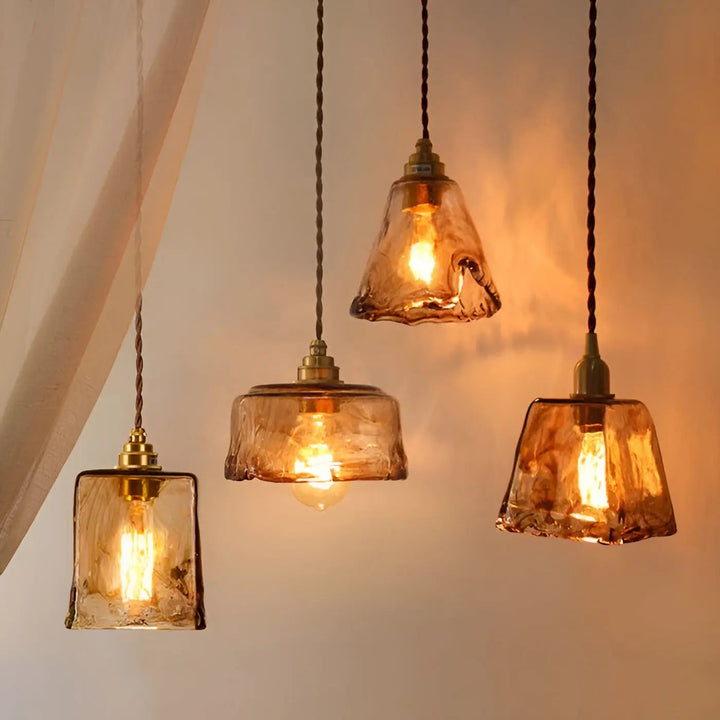 Luxurious Crystal Ceiling Lamp - Amber GlassElegance Kalsten