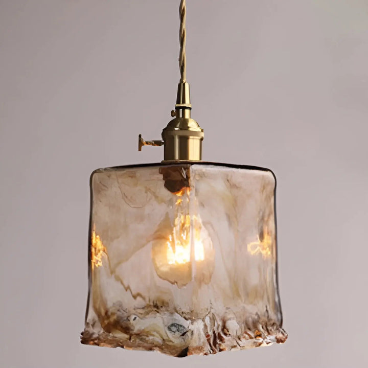 Luxurious Crystal Ceiling Lamp - Amber GlassElegance Kalsten
