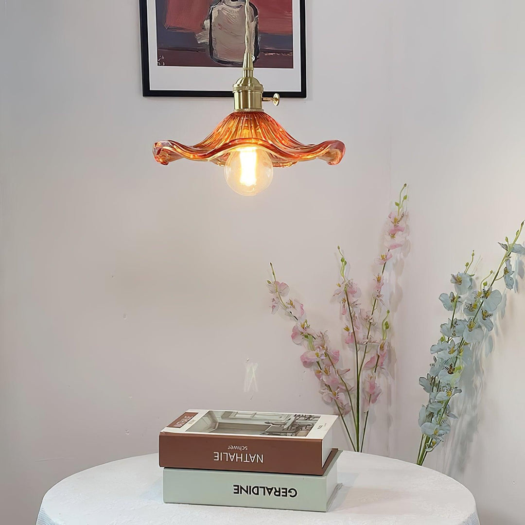Glass Hibiscus Flower Hanging light Swag Light | Kalsten