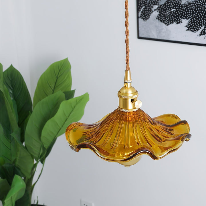Glass Hibiscus Flower Hanging light Swag Light | Kalsten