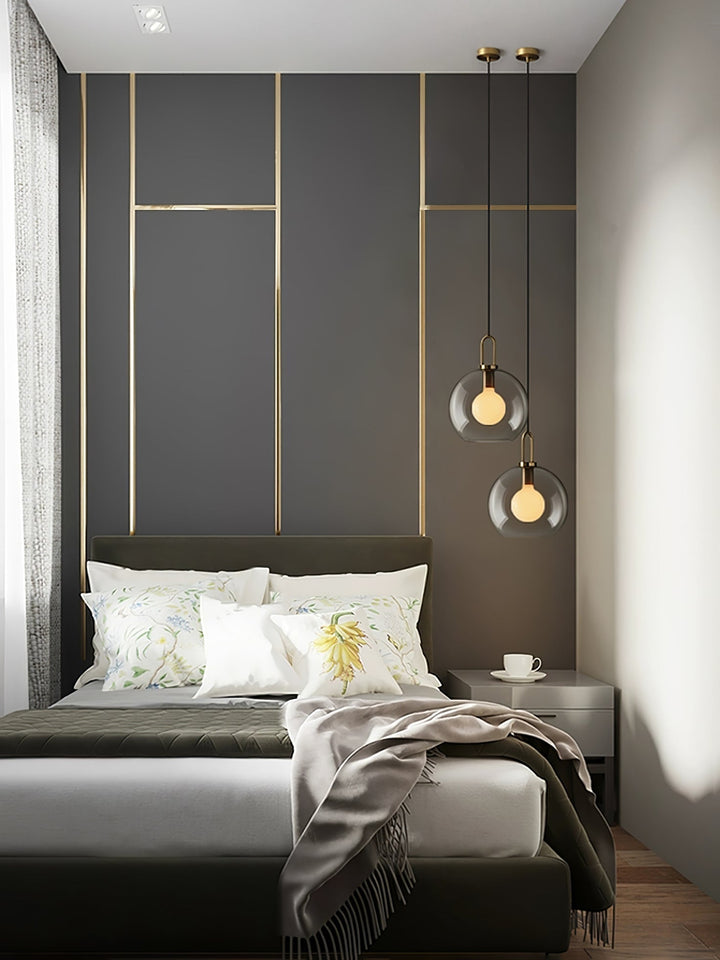 Pendant Light Glass Metal 11.8 in Hanging Living Room Bedroom Ceiling Adjustable Modern Minimalist Lighting Fixture | Kalsten