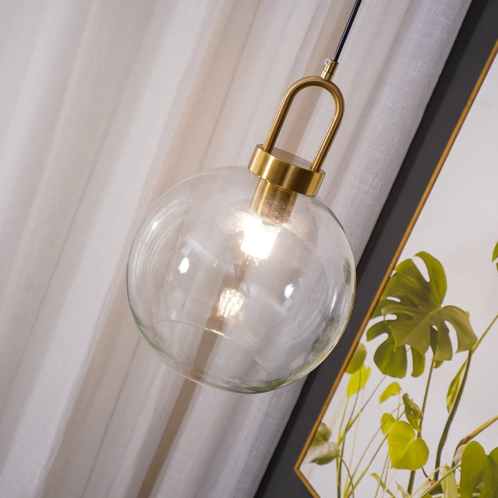Pendant Light Glass Metal 11.8 in Hanging Living Room Bedroom Ceiling Adjustable Modern Minimalist Lighting Fixture | Kalsten
