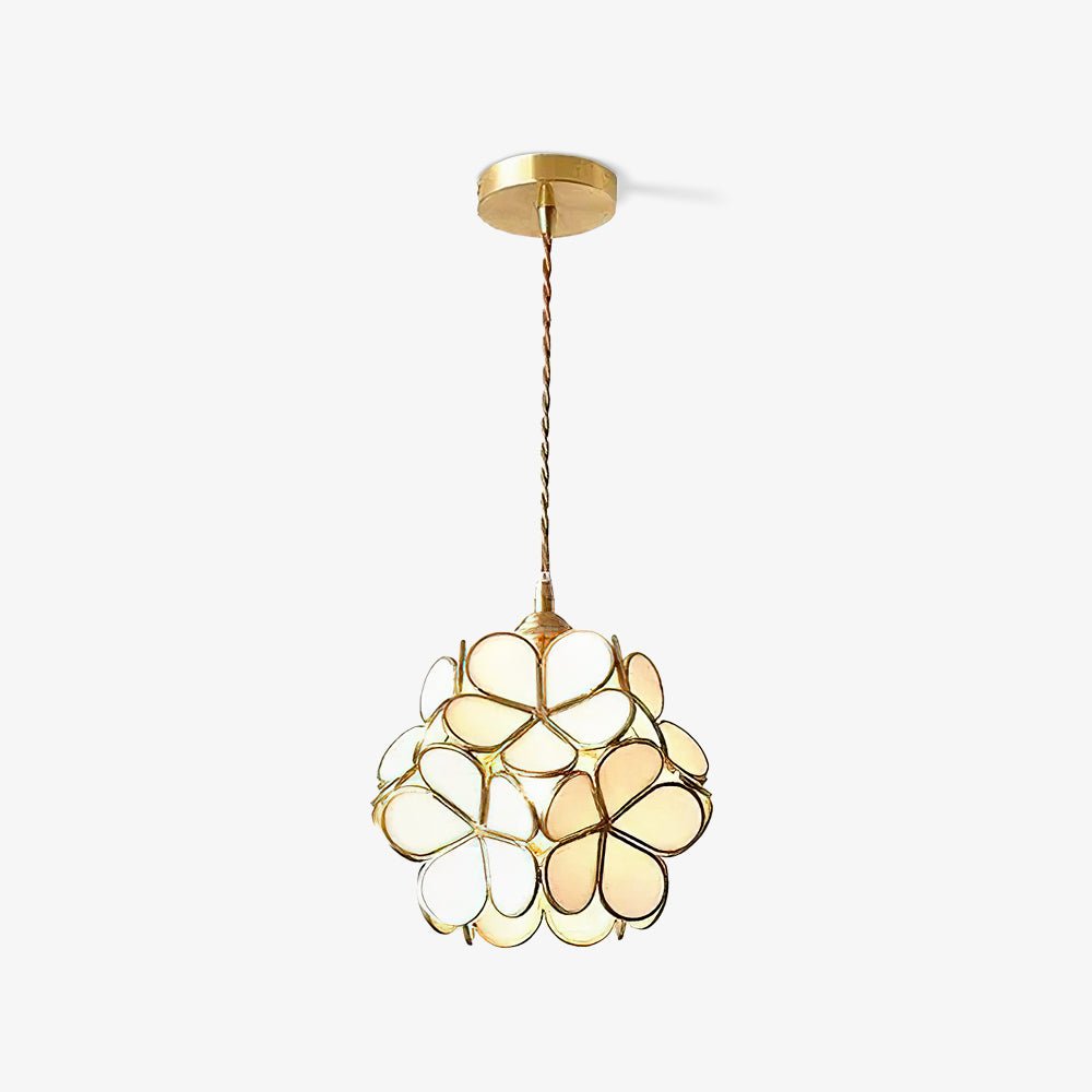 Pendant Light Brass Glass 7.9 in Petal Shape Indoor Ceiling Lamp Adjustable Hanging Height | Kalsten