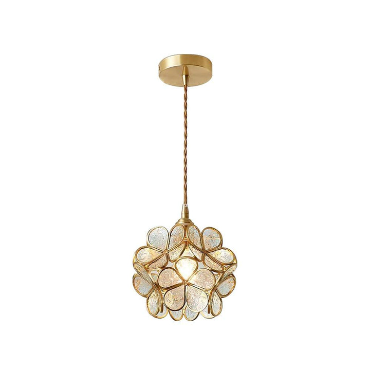 Pendant Light Brass Glass 7.9 in Petal Shape Indoor Ceiling Lamp Adjustable Hanging Height | Kalsten