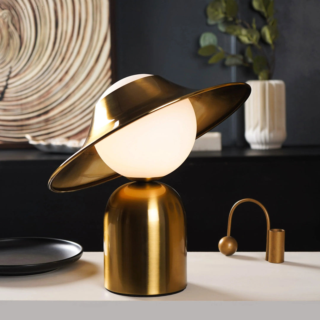 Elegant Gold Table Lamp With LED, Scandinavian Design For Cozy Interior Kalsten