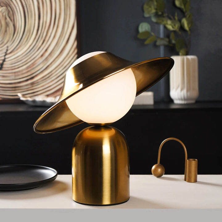 Elegant Gold Table Lamp With LED, Scandinavian Design For Cozy Interior Kalsten