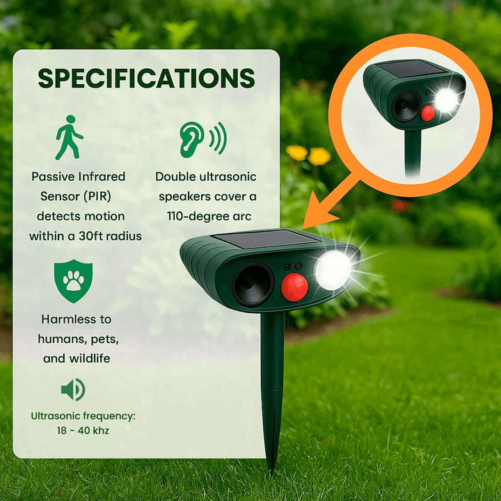 Kalsten | Solar-Powered Ultrasonic Deer Repeller - Effective Deer Deterrent for Gardens & Yards in 48 Hours