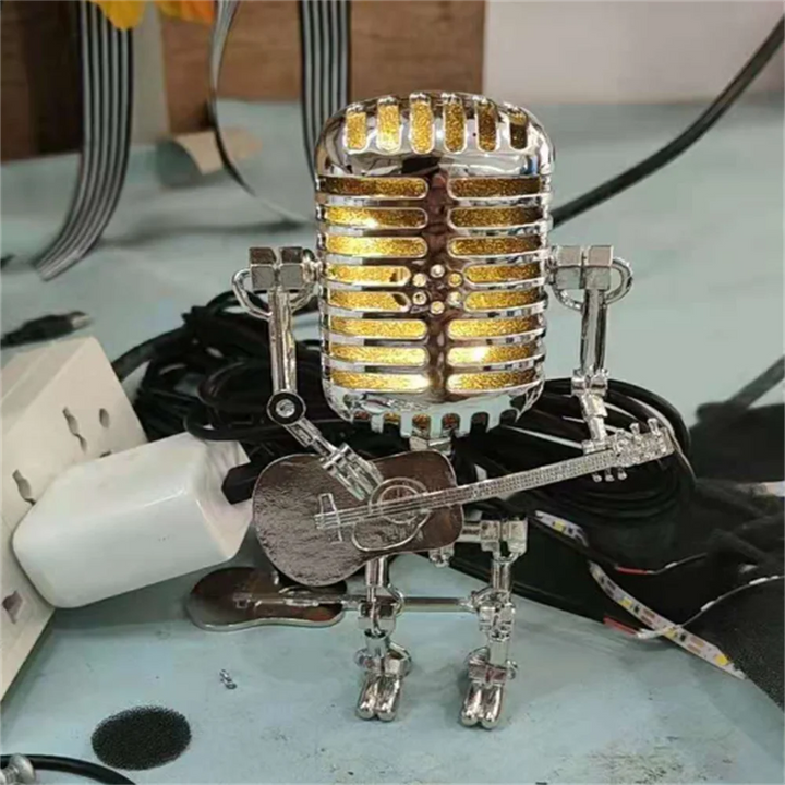 Designer table lamp robot with guitar for modern and creative interiors | Kalsten