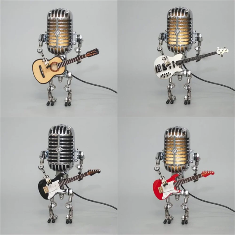 Designer table lamp robot with guitar for modern and creative interiors | Kalsten
