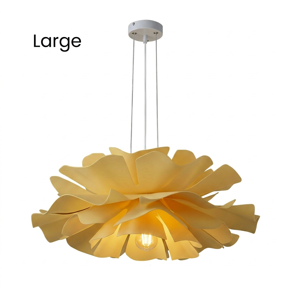 Pendant Light Acrylic Metal 15.7 in White Lotus Flower Dining Bedroom Living Room Lighting Fixture | Kalsten