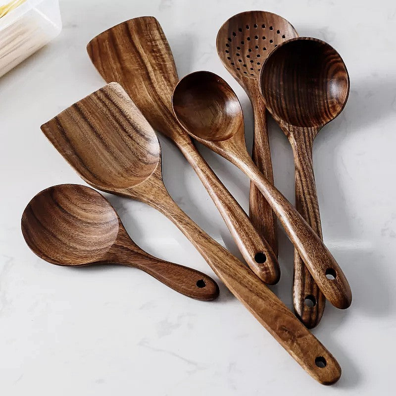 Brehn | NordTeak 7-piece Kitchen Utensil Set – Premium Teak Wood Tools for Stylish and Versatile Cooking