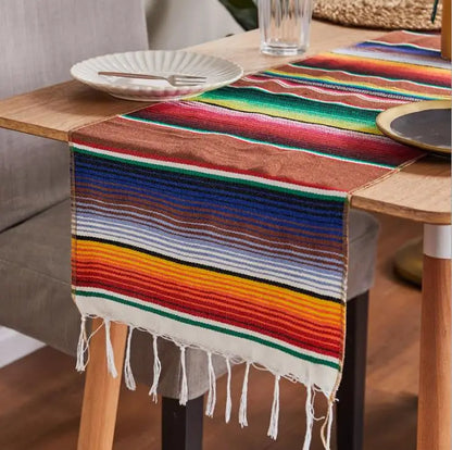 Boho-colored Mexican Serape blanket