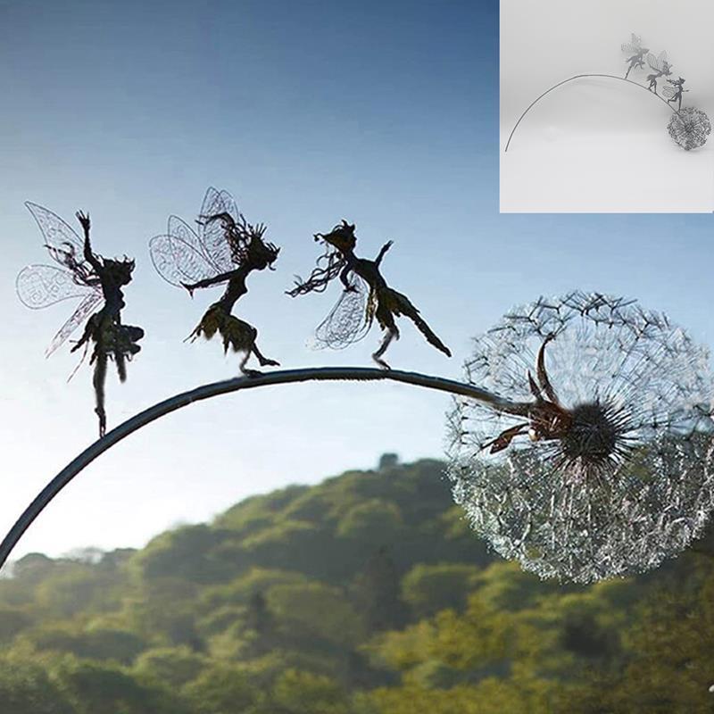 Kalsten | Fairies and Dandelions Dancing Together Sculpture for Outdoor Garden