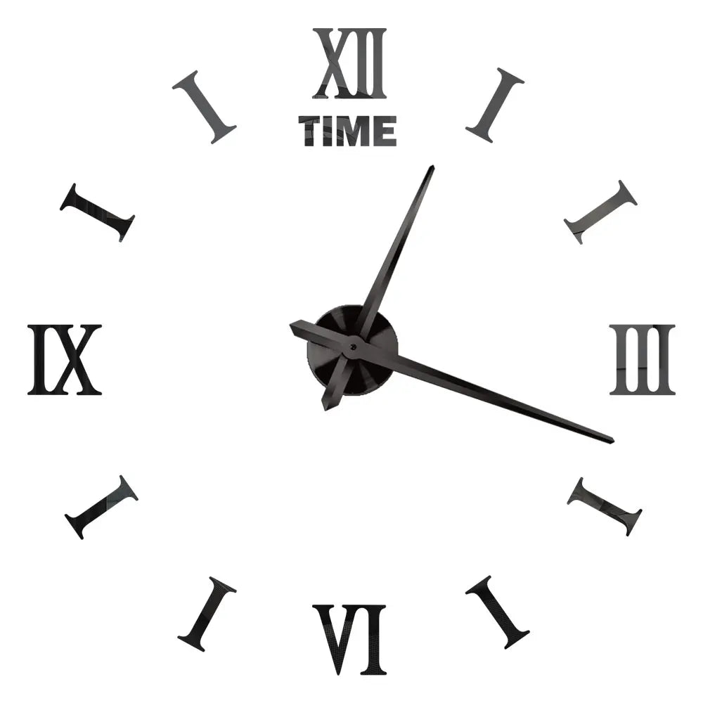 Large Wall Clock DIY 3D Self-adhesive Mirror Acrylic Wall Clock for Kitchen Dining Room Living Room Creative Home Decor | Karnz