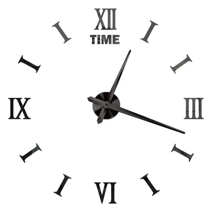 Large Wall Clock DIY 3D Self-adhesive Mirror Acrylic Wall Clock for Kitchen Dining Room Living Room Creative Home Decor | Karnz