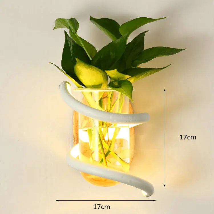Nordic Unique Wooden Outdoor Wall Vase Lamp | Kalsten
