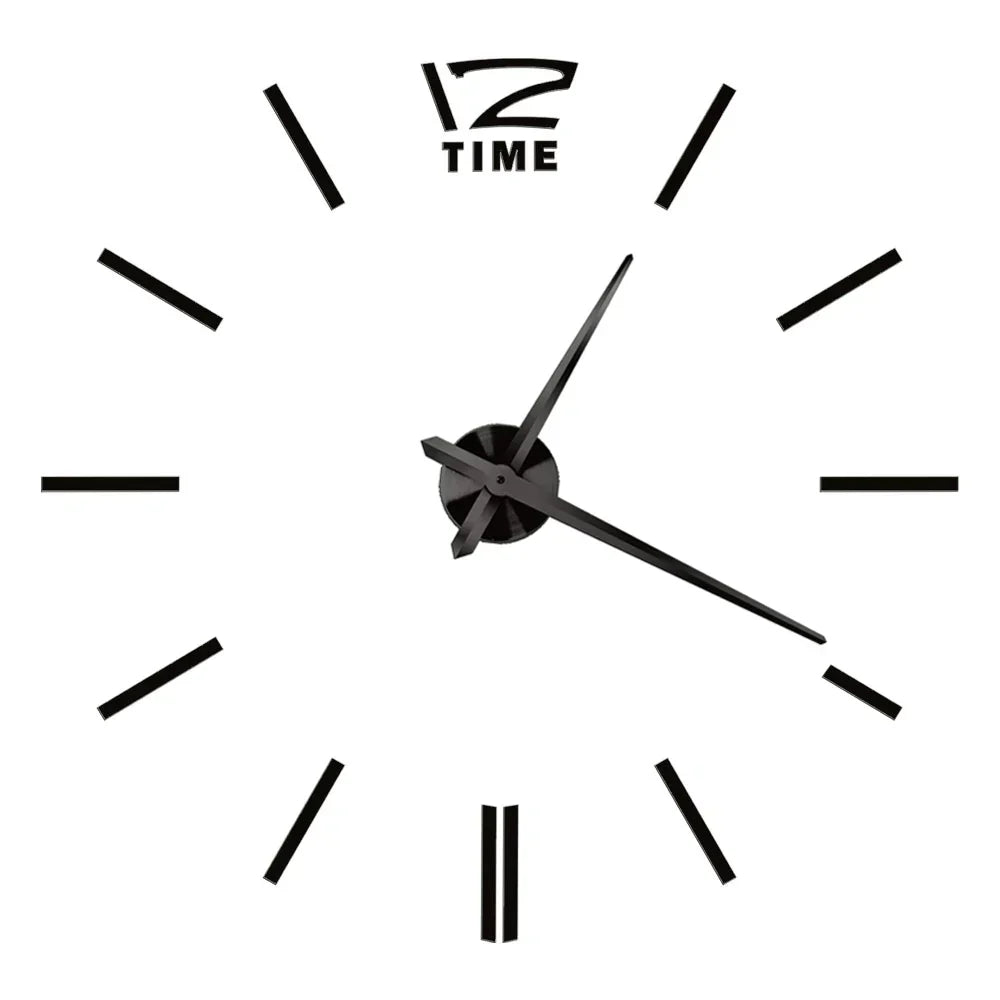 Large Wall Clock DIY 3D Self-adhesive Mirror Acrylic Wall Clock for Kitchen Dining Room Living Room Creative Home Decor | Karnz