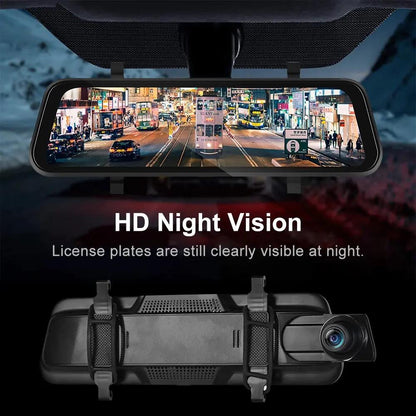 Skanto | VisionMirror Pro – Ultra HD Mirror Dash Cam with Wireless CarPlay & Android Auto