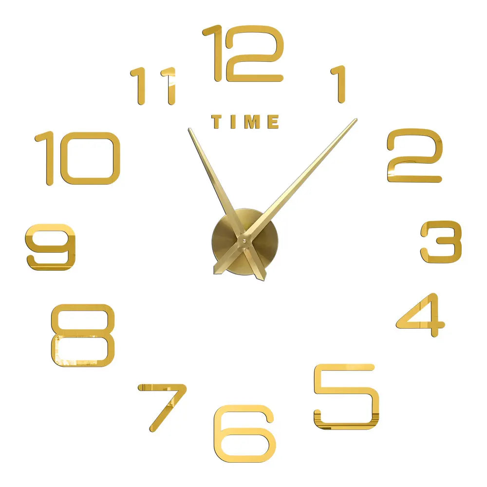 Large Wall Clock DIY 3D Self-adhesive Mirror Acrylic Wall Clock for Kitchen Dining Room Living Room Creative Home Decor | Karnz