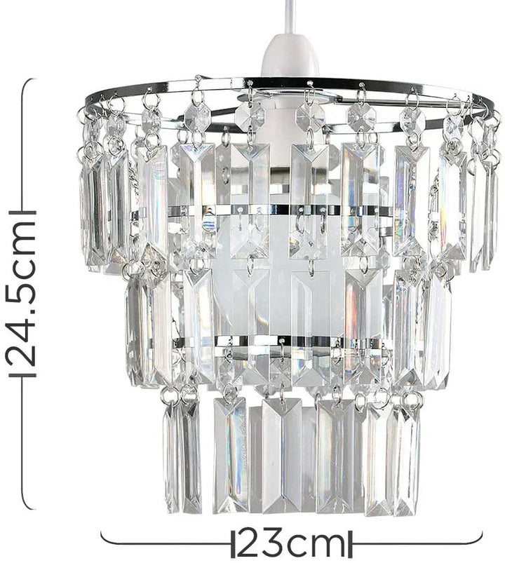 Modern 3-Tier Clear Beaded Chandelier: Elegant Acrylic Droplet Lampshade | Kalsten
