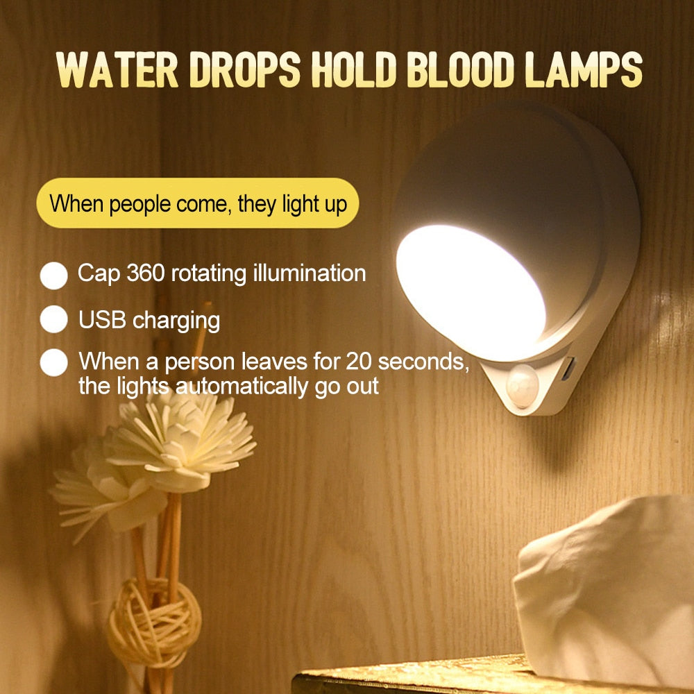 360 Rotating Water Drop Magnetic Night Lamp | Kalsten