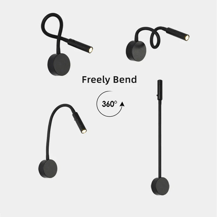Kalsten | Modern Flexible LED Reading Wall Lamp with Switch for Bedroom and Study - 1W/3W