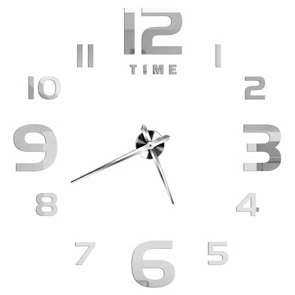 Large Wall Clock DIY 3D Self-adhesive Mirror Acrylic Wall Clock for Kitchen Dining Room Living Room Creative Home Decor | Karnz