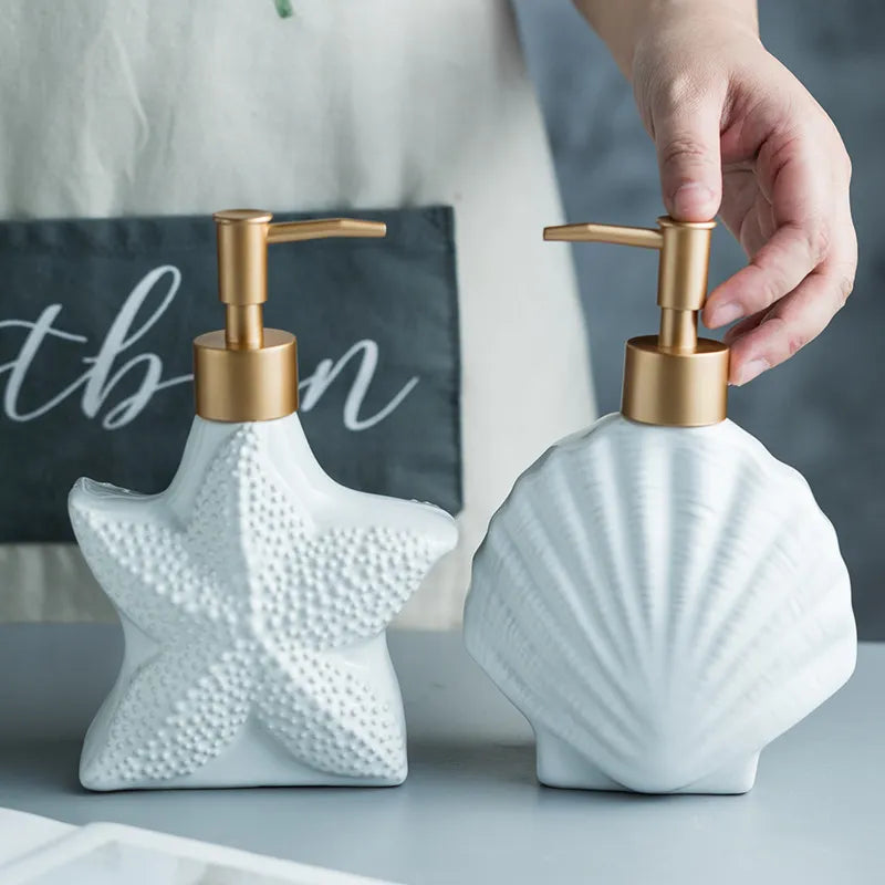 Kalsten | AquaNaut Soap Dispenser | Maritime Design | Shell & Starfish Motif | Bathroom Decor