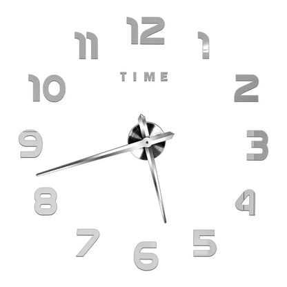 Large Wall Clock DIY 3D Self-adhesive Mirror Acrylic Wall Clock for Kitchen Dining Room Living Room Creative Home Decor | Karnz