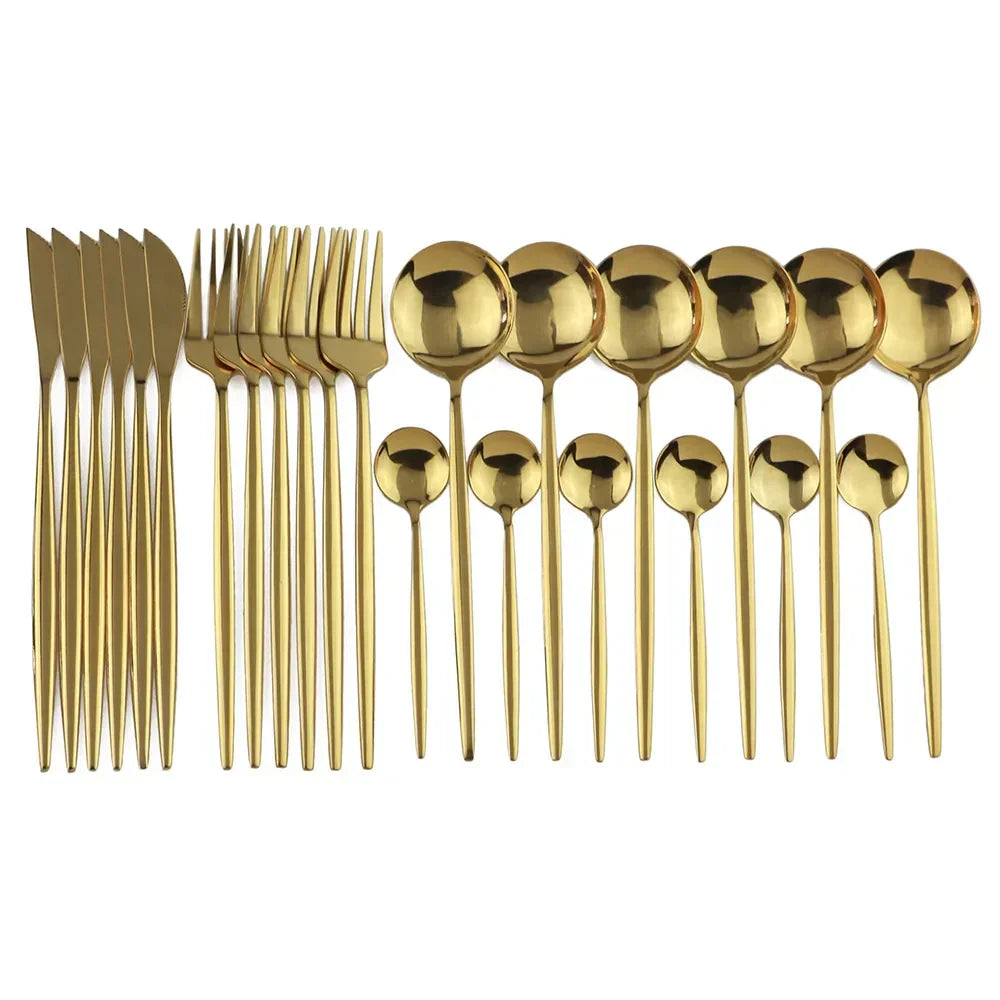 Luxury Black-Gold Stainless Steel Cutlery Set - for Elegant Meals Kalsten