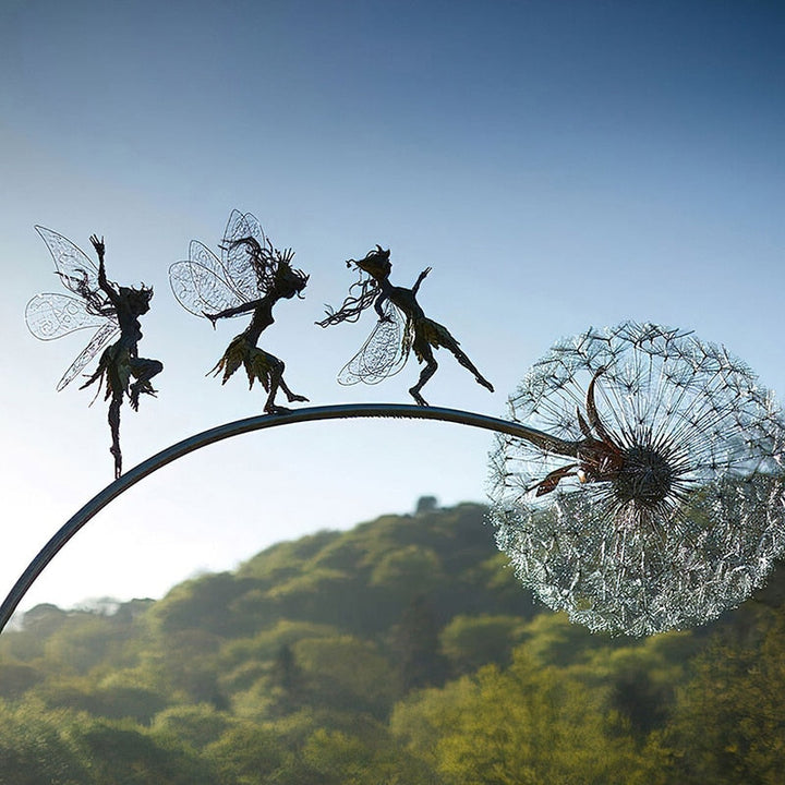Kalsten | Fairies and Dandelions Dancing Together Sculpture for Outdoor Garden