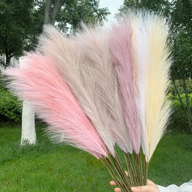 Kalsten | 5 pieces 100 cm Artificial Pampas Grass Dried Flower Bouquet Wedding Party Decoration Home Room DIY Artificial Plants Decoration Supplies