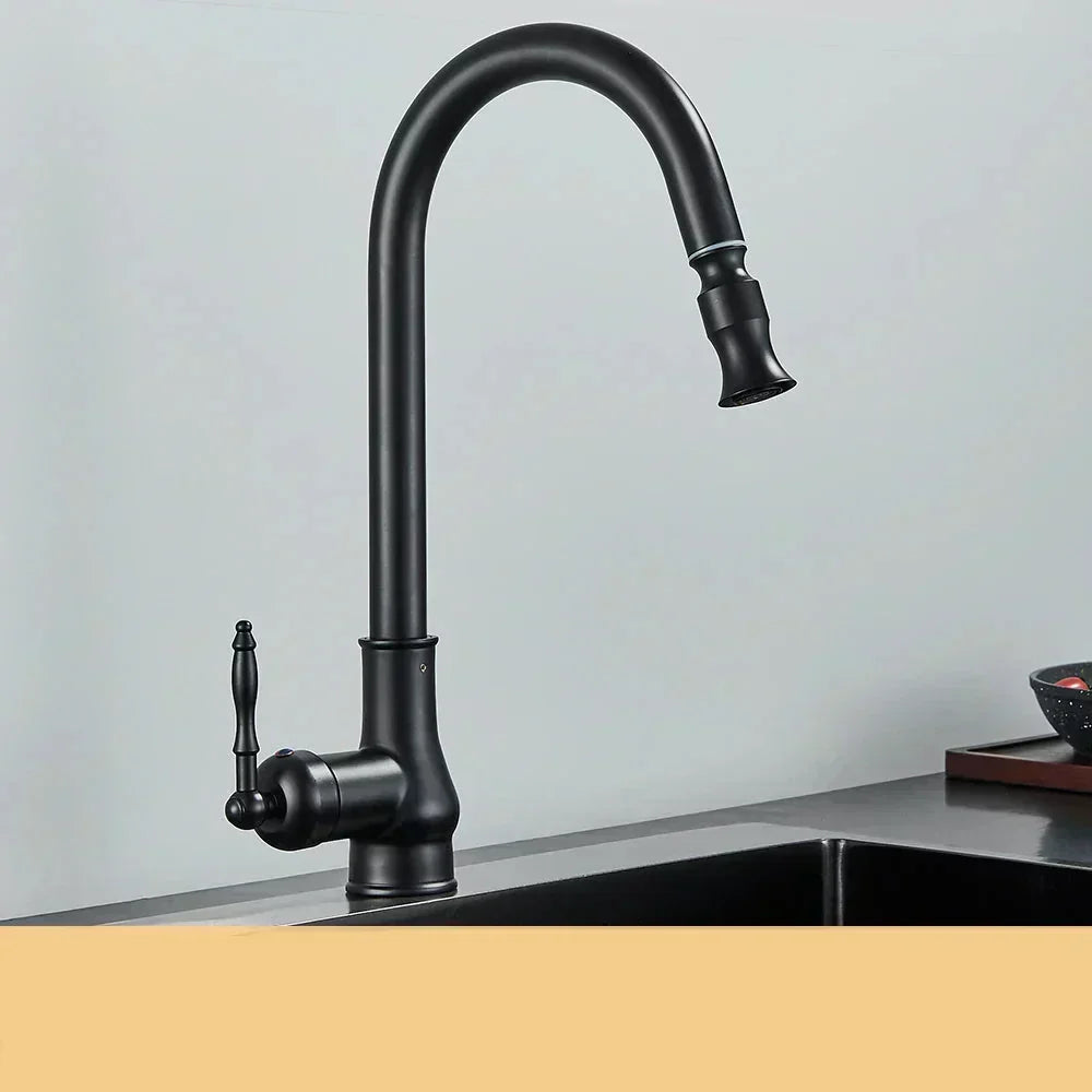 Retro Brass Kitchen Faucet – Swivel Spout