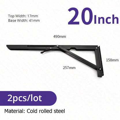 2-piece set of foldable heavy-duty stainless steel shelf brackets for tables, RVs, and space-saving