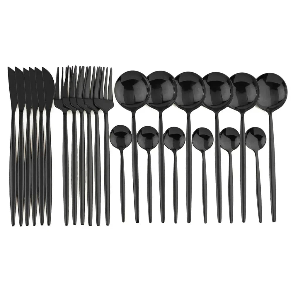Luxury Black-Gold Stainless Steel Cutlery Set - for Elegant Meals Kalsten